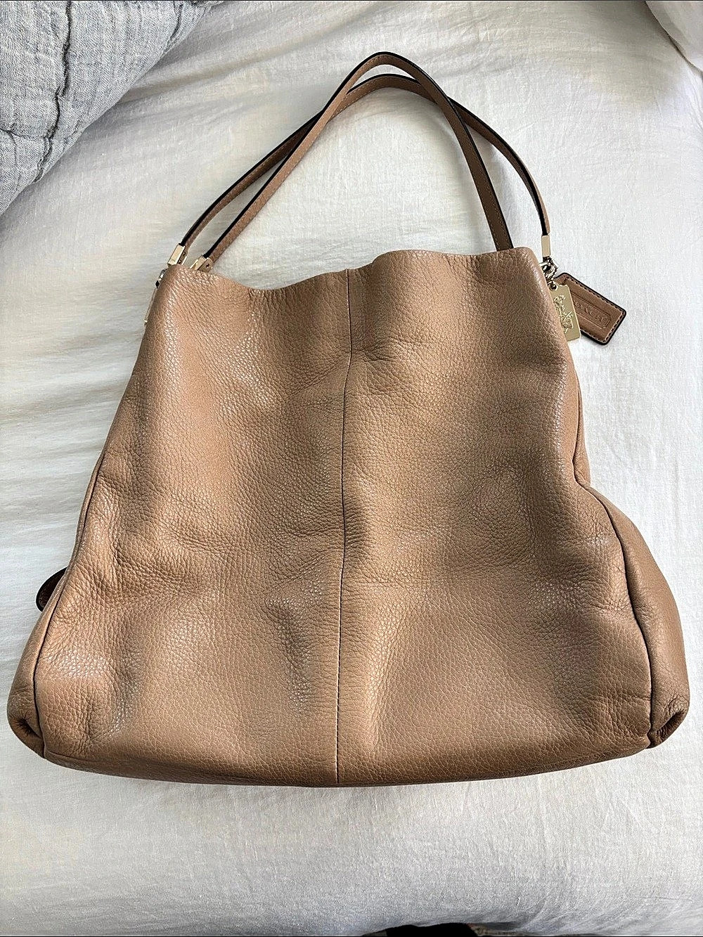 Coach Leather Slouchy Shoulder Bag in Camel Brown